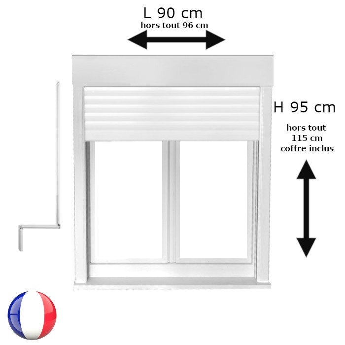 Fenêtre oscillo-battant avec volet roulant manivelle PVC H 95 x L 90 cm 2 vantaux