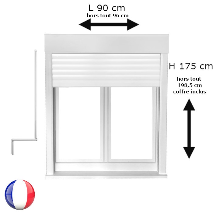Fenêtre oscillo-battant avec volet roulant manivelle PVC H 175 x L 90 cm 2 vantaux