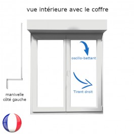 Fenêtre oscillo-battant avec volet roulant manivelle PVC H 175 x L 90 cm 2 vantaux (vue intérieure)