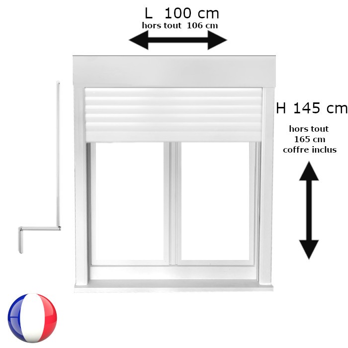 Fenêtre oscillo-battant avec volet roulant manivelle PVC H 145 x L 100 cm 2 vantaux