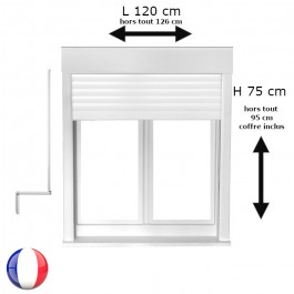 Fenêtre oscillo-battant avec volet roulant manivelle PVC H 75 x L 120 cm 2 vantaux