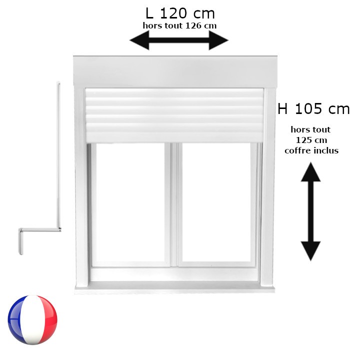 Fenêtre oscillo-battant avec volet roulant manivelle PVC H 105 x L 120 cm 2 vantaux