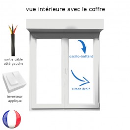 Fenêtre oscillo-battant avec volet roulant électrique PVC H 105 x L 120 cm 2 vantaux (vue intérieure)