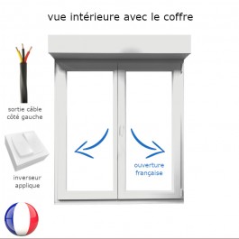 Fenêtre avec volet roulant électrique PVC H 115 x L 90 cm 2 vantaux (vue intérieure)