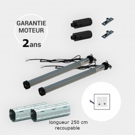 Kit de 2 axes motorisés 20 Nm commande filaire ZF 54 mm longueur 250 cm, recoupables